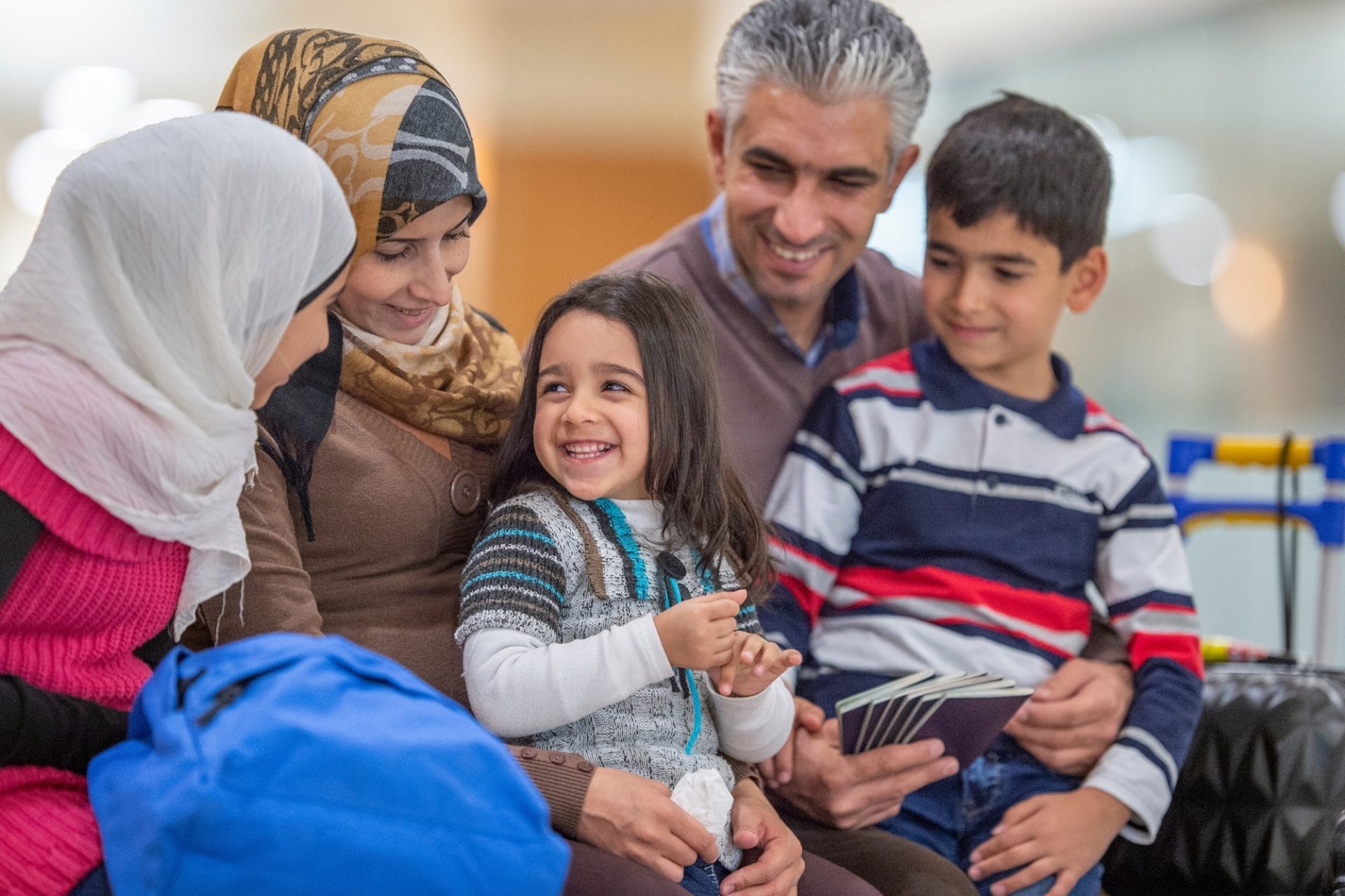Family at an airport